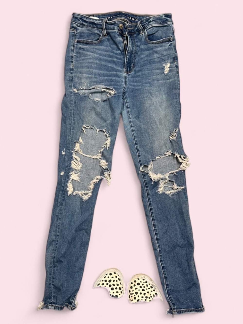 American Eagle Outfitters Distressed Blue Skinny Jeans
